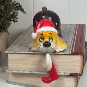 Vintage Giftco Christmas Pup Stocking Holder Beagle Puppy Boxed Shelf Sitter